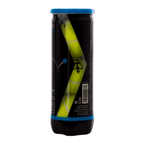 Dose mit 3 Black Crown One Padelbällen, Rückansicht