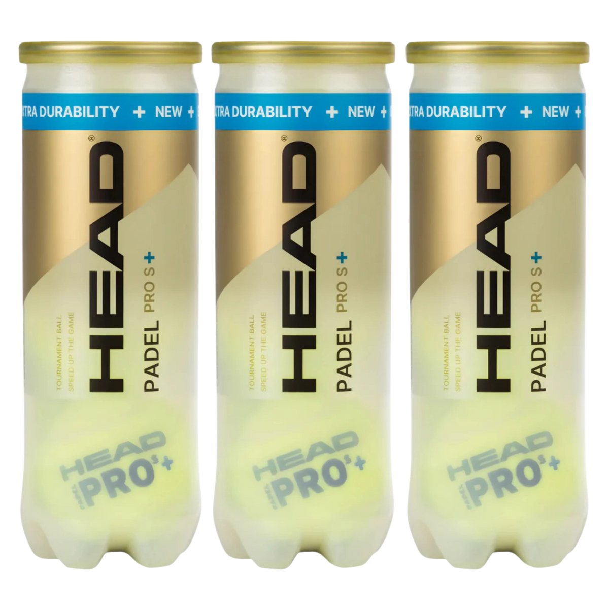 Tripack de 3 tubes de balles de padel Head Pro S+