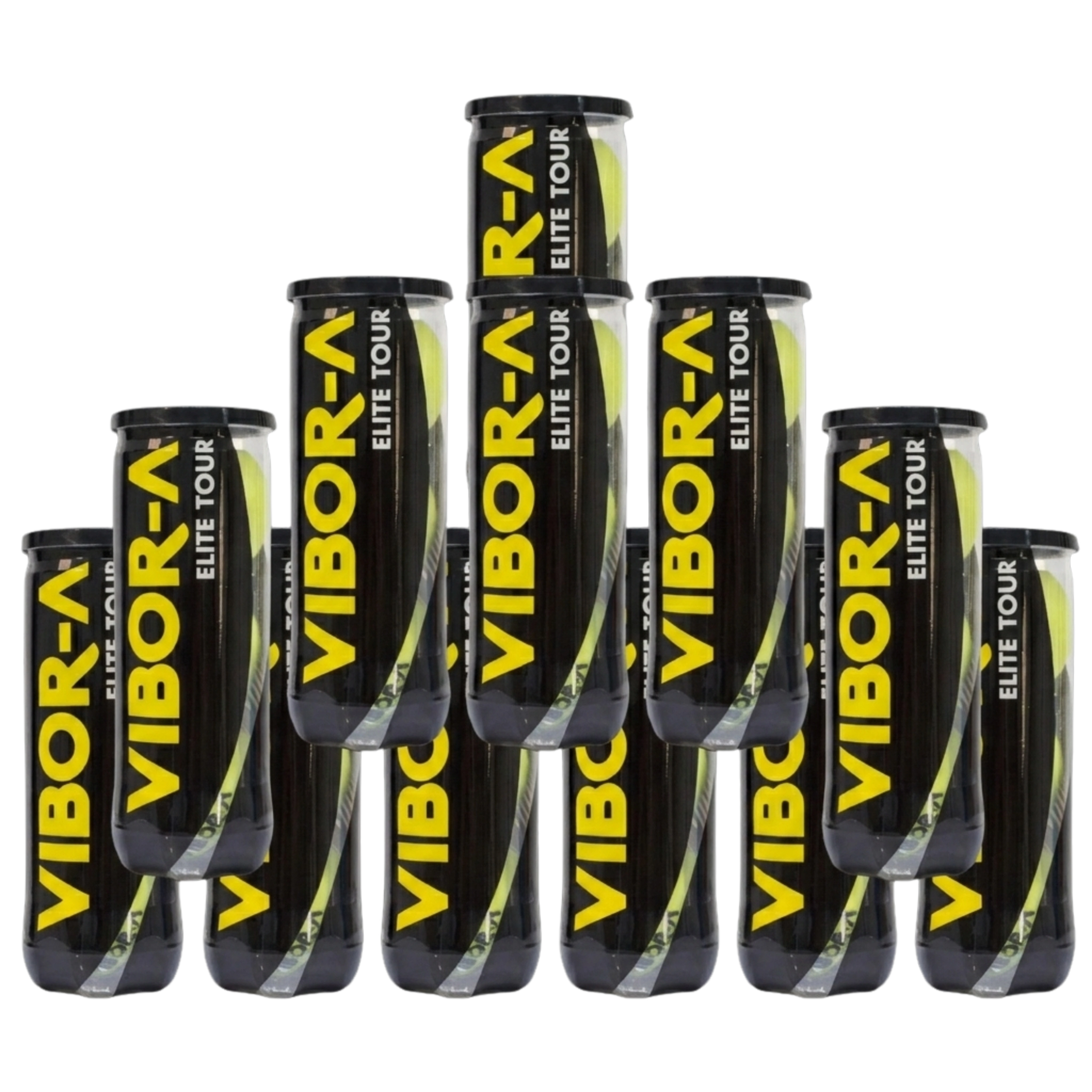 Pack de 12 tubes de balles de padel Vibor-A Elite Tour
