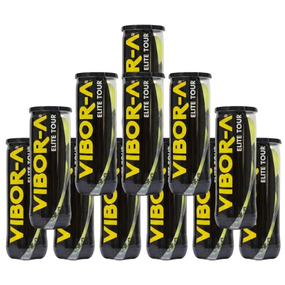 Pack de 12 tubes de balles de padel Vibor-A Elite Tour