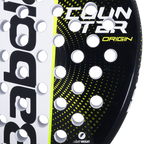 Raquette de padel Babolat Counter Origin, détail de la surface de frappe avec le marquage COUNTER ORIGIN