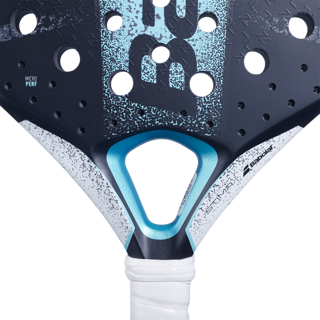 Raquette de padel Babolat Stima Energy, détail du cœur et du marquage Microperf