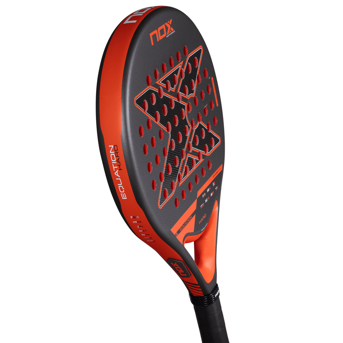 NOX Equation HARD Advanced 2027 padel racket, angled view