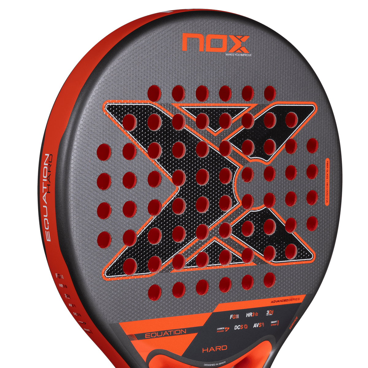 NOX Equation HARD Advanced 2027 padel racket, close-up view