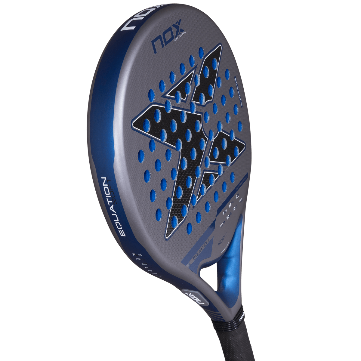 NOX Equation SOFT Advanced 2027 padel racket, angled view