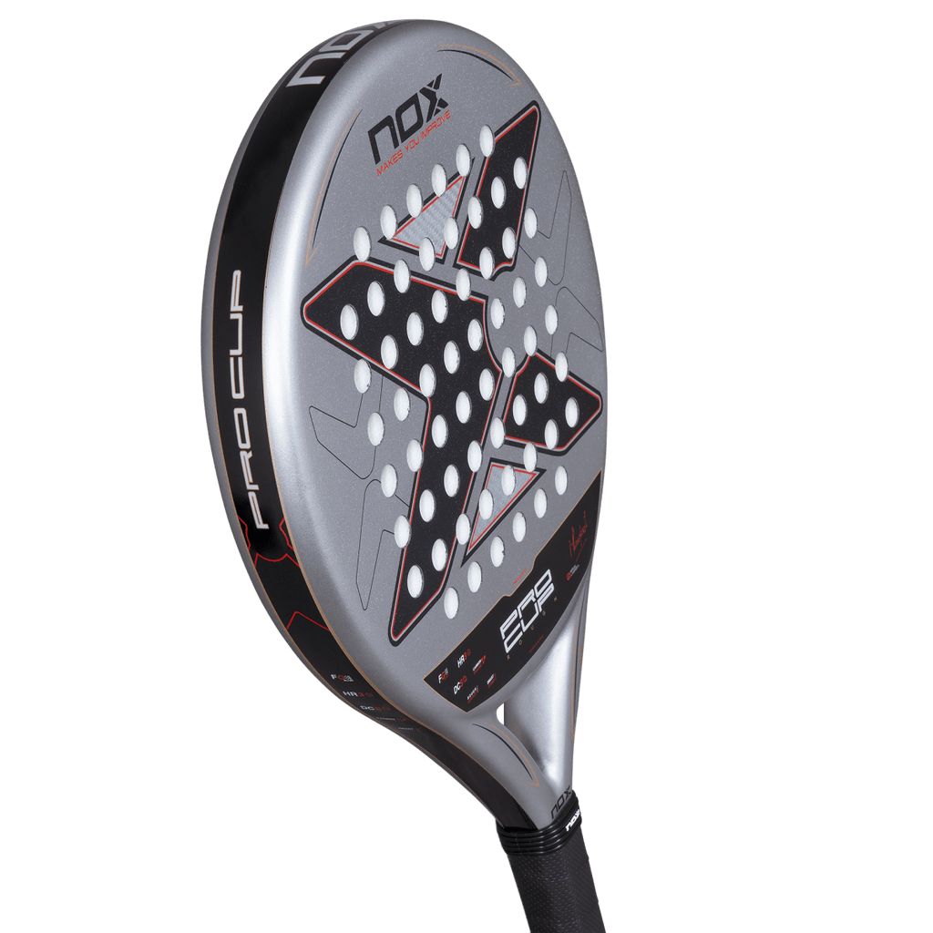 NOX ML10 Pro Cup Rough 2027 padel racket by Miguel Lamperti, angled view