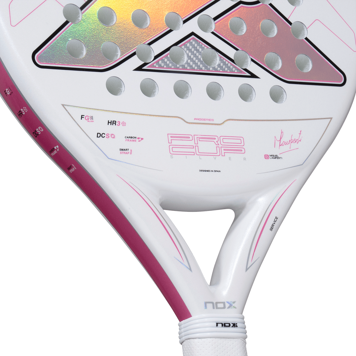 Raquette de padel NOX ML10 Pro Cup Silver 2027 by Miguel Lamperti, détail du cœur