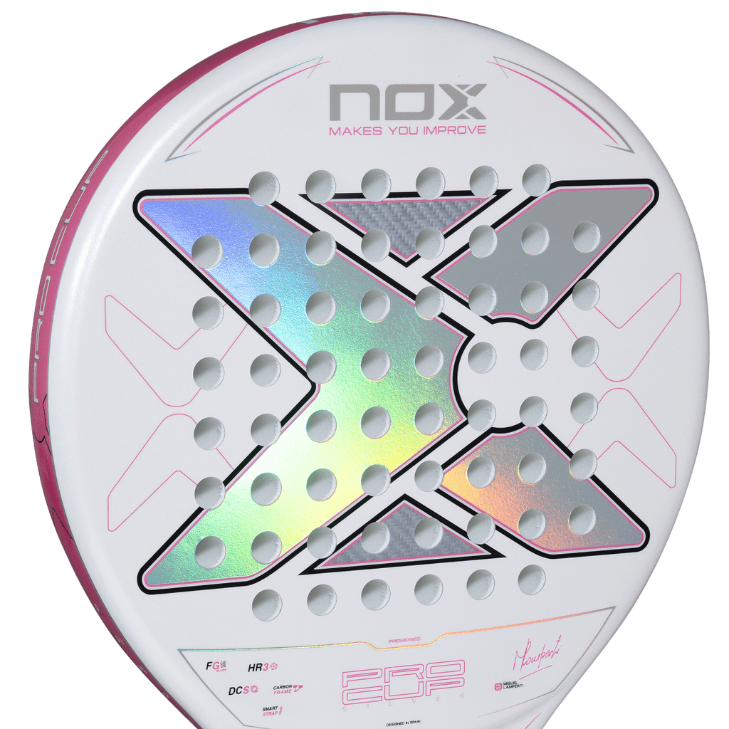 Raquette de padel NOX ML10 Pro Cup Silver 2027 by Miguel Lamperti, vue rapprochée