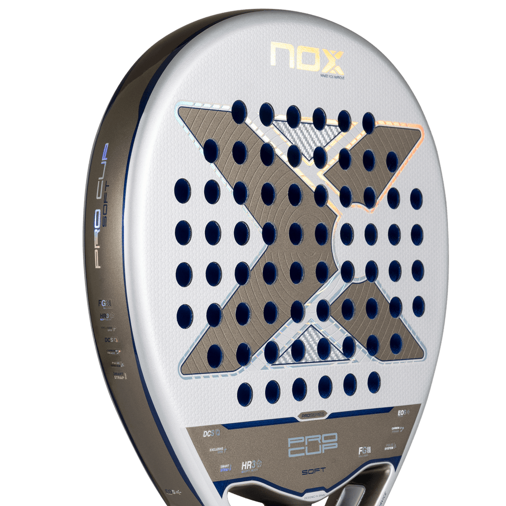 NOX Pro Cup SOFT 2027 padel racket by Agustín Tapia, close-up view