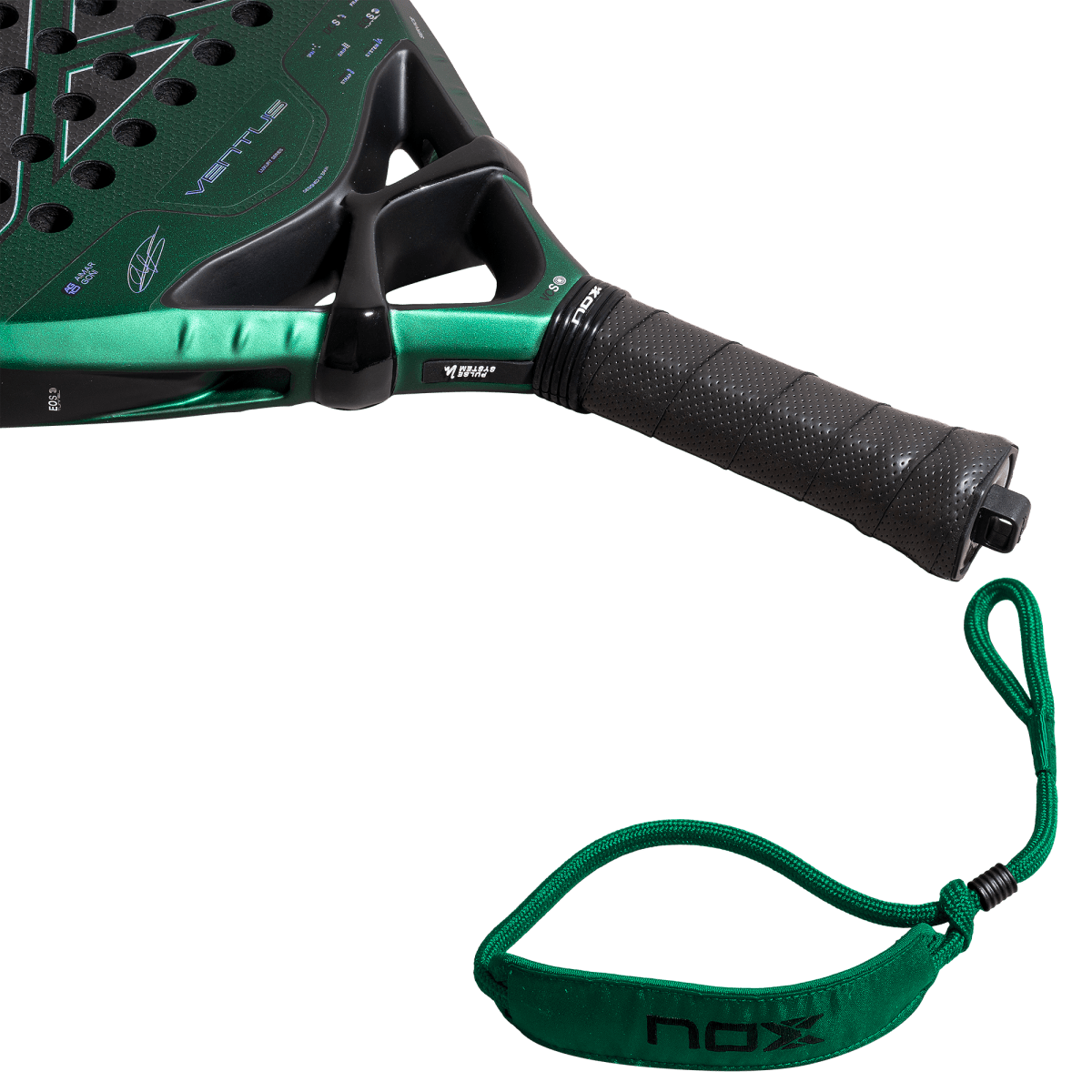Padelschläger NOX Ventus Attack 12K XTREM 2027 by Aimar Goñi, Detail des Griffs und der Handschlaufe